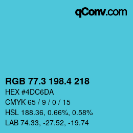 カラーコード: RGB 77.3 198.4 218 | qconv.com