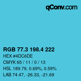 カラーコード: RGB 77.3 198.4 222 | qconv.com