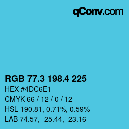 カラーコード: RGB 77.3 198.4 225 | qconv.com