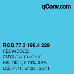カラーコード: RGB 77.3 198.4 229 | qconv.com