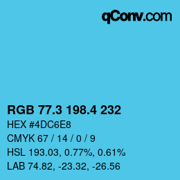 カラーコード: RGB 77.3 198.4 232 | qconv.com