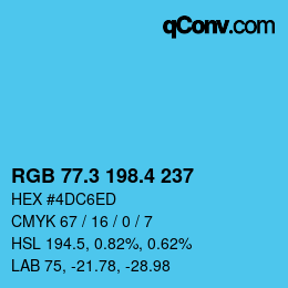 カラーコード: RGB 77.3 198.4 237 | qconv.com