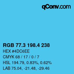 カラーコード: RGB 77.3 198.4 238 | qconv.com