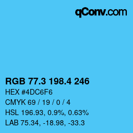 カラーコード: RGB 77.3 198.4 246 | qconv.com