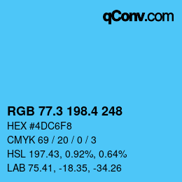 カラーコード: RGB 77.3 198.4 248 | qconv.com