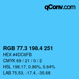 カラーコード: RGB 77.3 198.4 251 | qconv.com