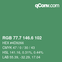 カラーコード: RGB 77.7 146.6 102 | qconv.com