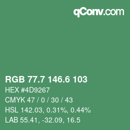 カラーコード: RGB 77.7 146.6 103 | qconv.com