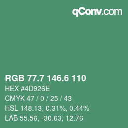 カラーコード: RGB 77.7 146.6 110 | qconv.com