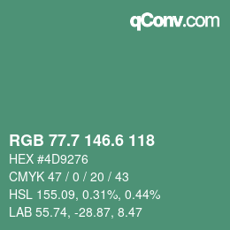 カラーコード: RGB 77.7 146.6 118 | qconv.com