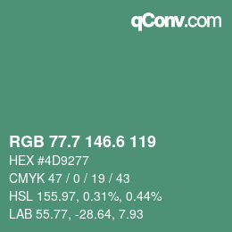 カラーコード: RGB 77.7 146.6 119 | qconv.com
