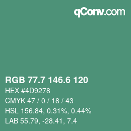 カラーコード: RGB 77.7 146.6 120 | qconv.com