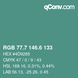 カラーコード: RGB 77.7 146.6 133 | qconv.com