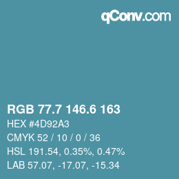 カラーコード: RGB 77.7 146.6 163 | qconv.com
