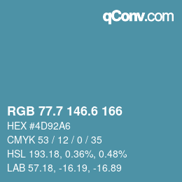 カラーコード: RGB 77.7 146.6 166 | qconv.com