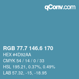 カラーコード: RGB 77.7 146.6 170 | qconv.com
