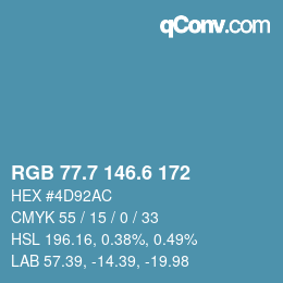 カラーコード: RGB 77.7 146.6 172 | qconv.com