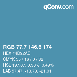 カラーコード: RGB 77.7 146.6 174 | qconv.com