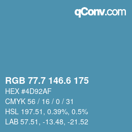 カラーコード: RGB 77.7 146.6 175 | qconv.com