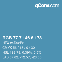 カラーコード: RGB 77.7 146.6 178 | qconv.com