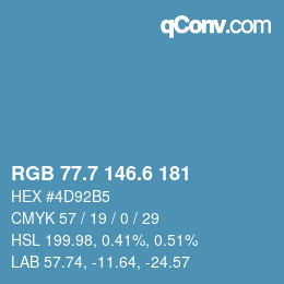 カラーコード: RGB 77.7 146.6 181 | qconv.com