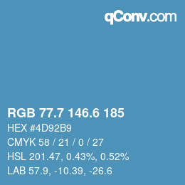カラーコード: RGB 77.7 146.6 185 | qconv.com