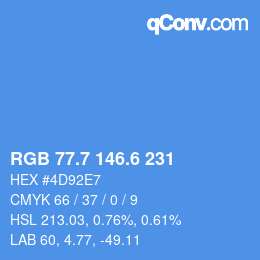カラーコード: RGB 77.7 146.6 231 | qconv.com