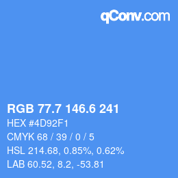 カラーコード: RGB 77.7 146.6 241 | qconv.com