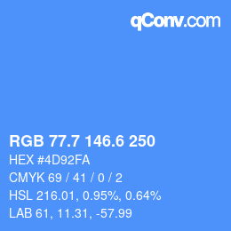 カラーコード: RGB 77.7 146.6 250 | qconv.com