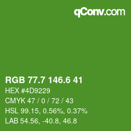カラーコード: RGB 77.7 146.6 41 | qconv.com