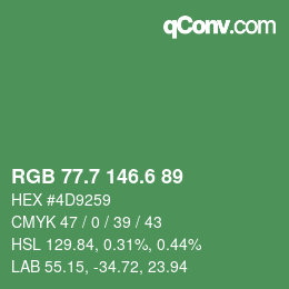 カラーコード: RGB 77.7 146.6 89 | qconv.com