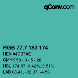 カラーコード: RGB 77.7 183 174 | qconv.com
