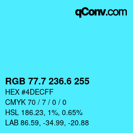 カラーコード: RGB 77.7 236.6 255 | qconv.com