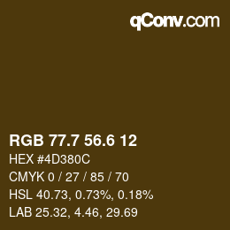 カラーコード: RGB 77.7 56.6 12 | qconv.com
