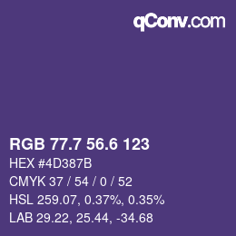 カラーコード: RGB 77.7 56.6 123 | qconv.com
