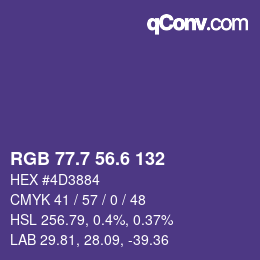 カラーコード: RGB 77.7 56.6 132 | qconv.com
