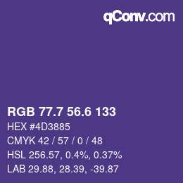 カラーコード: RGB 77.7 56.6 133 | qconv.com