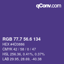 カラーコード: RGB 77.7 56.6 134 | qconv.com