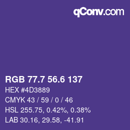 カラーコード: RGB 77.7 56.6 137 | qconv.com