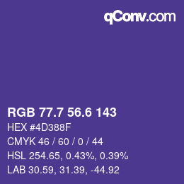 カラーコード: RGB 77.7 56.6 143 | qconv.com