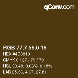 カラーコード: RGB 77.7 56.6 16 | qconv.com