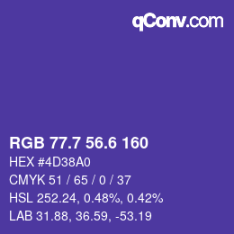 カラーコード: RGB 77.7 56.6 160 | qconv.com