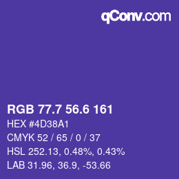 カラーコード: RGB 77.7 56.6 161 | qconv.com