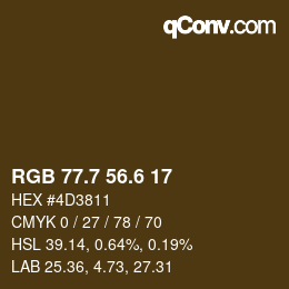 カラーコード: RGB 77.7 56.6 17 | qconv.com