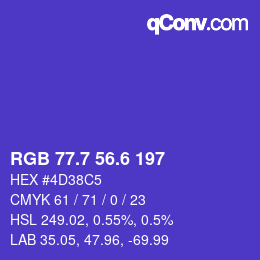 カラーコード: RGB 77.7 56.6 197 | qconv.com