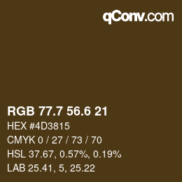 カラーコード: RGB 77.7 56.6 21 | qconv.com