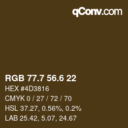 カラーコード: RGB 77.7 56.6 22 | qconv.com