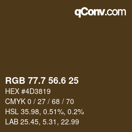 カラーコード: RGB 77.7 56.6 25 | qconv.com