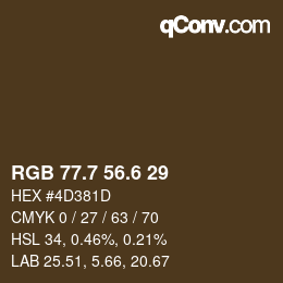 カラーコード: RGB 77.7 56.6 29 | qconv.com