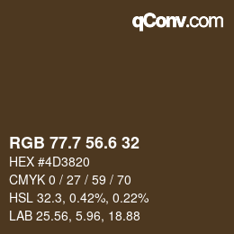 カラーコード: RGB 77.7 56.6 32 | qconv.com